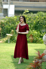 Berry Mid-Pleat Chiffon Maxi