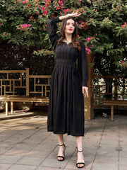 Black Fantasy Chiffon Pleated Maxi