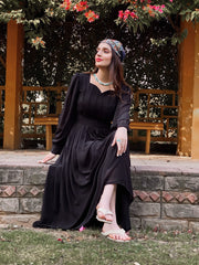 Black Fantasy Chiffon Pleated Maxi