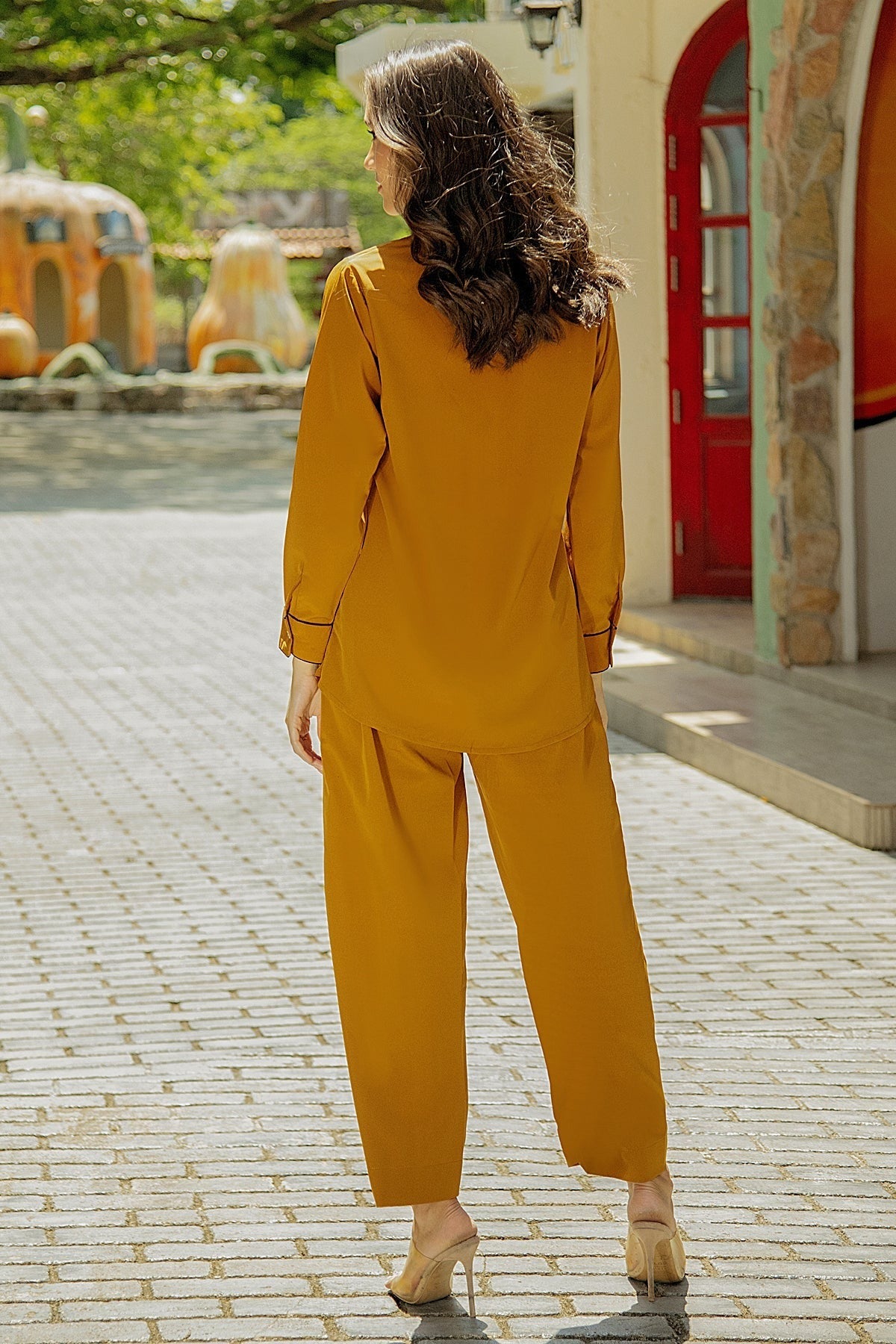 Caramel Co-ord Set – Flowy Crepe | Summer Essential