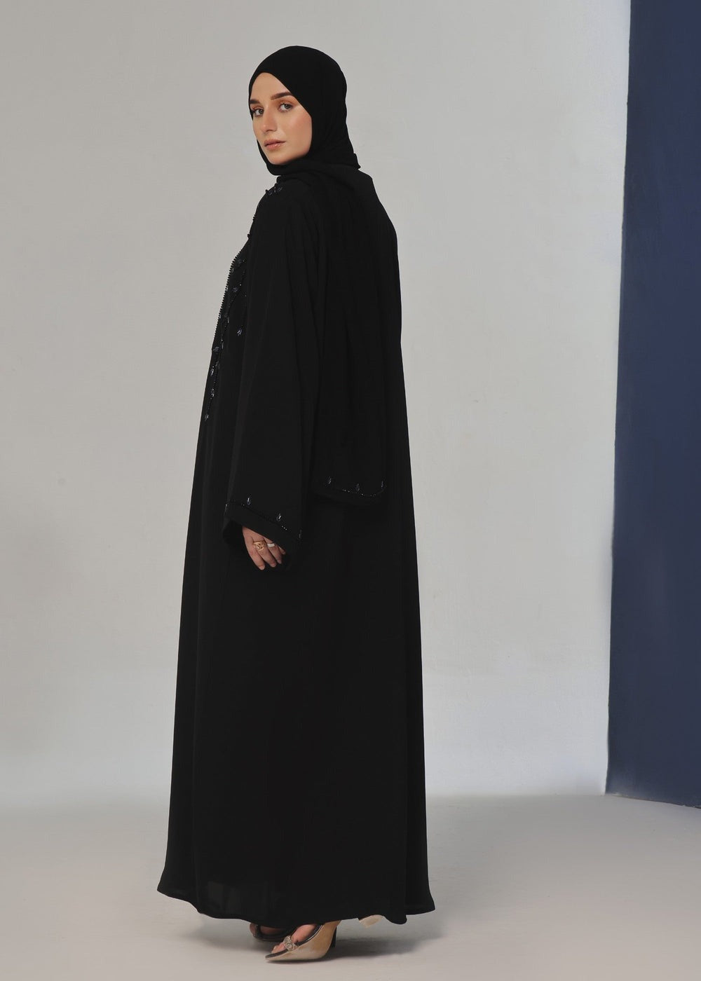 Ersheen Black Embellishment Abaya – Luxe Nidha Fabric