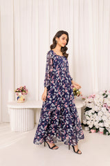 Lara Blue Print maxi chiffon