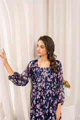 Lara Blue Print maxi chiffon